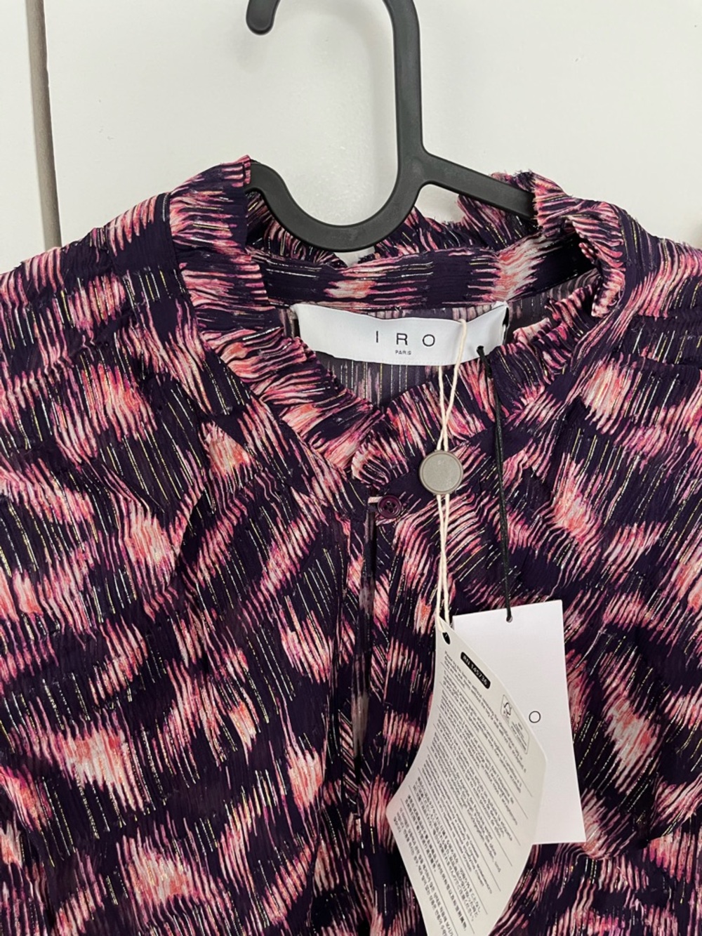 $525 IRO Tchami ruffled printed fil coupé georgette blouse NWT Size FR 34 / US 2 - Picture 9 of 16